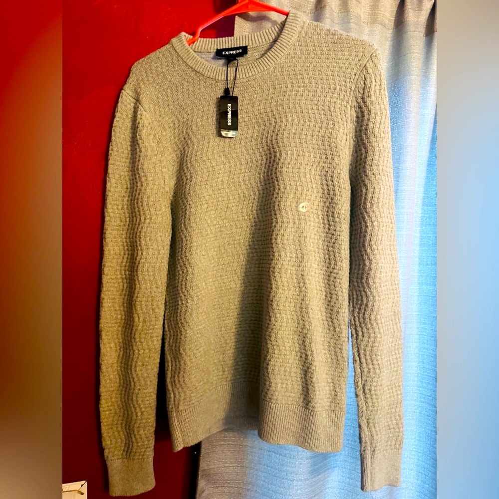 Express Light Gray Men's Crewneck Sweater